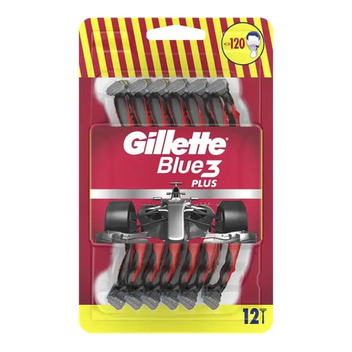 Станки для гоління одноразові Gillette Блу3 12шт Червоні Комфорт