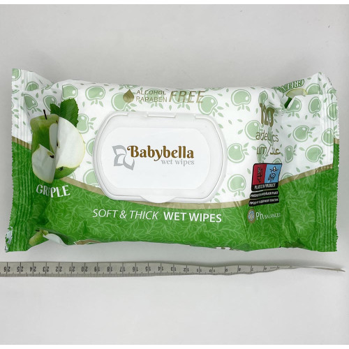 Вологі серветки Babybella 120шт Зелене Яблуко