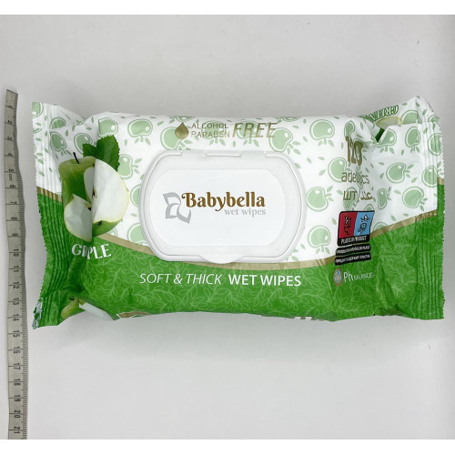 Вологі серветки Babybella 120шт Зелене Яблуко