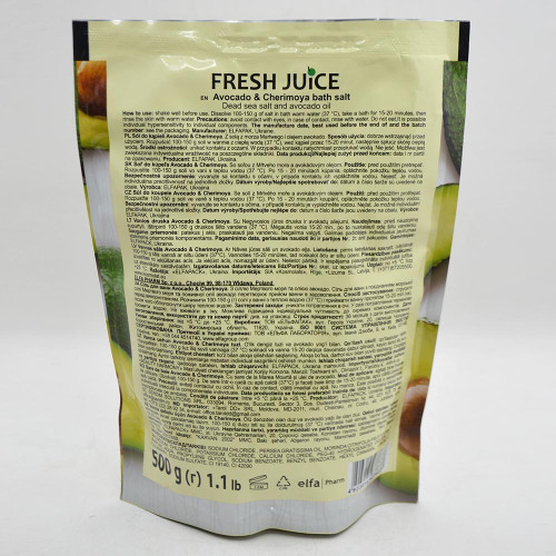 Сіль для ванн Fresh Juice дой-пак 500мл авокадо і черимоя