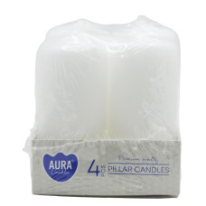 Свічки Aura 4шт Білі 8см