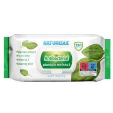 Вологі серветки Naturelle 120шт Антибактеріальні з екстрактом листя Подорожника