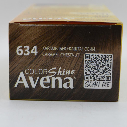 Жовта крем-фарба для волосся Avena Shine №634 Карамельно Каштановий