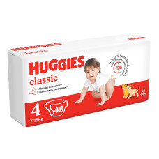 Підгузники дитячі Huggies Класік №4 48шт 7-18кг