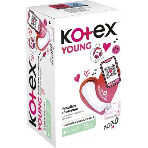 Щоденні прокладки Kotex 40шт Янг Слім Нормал