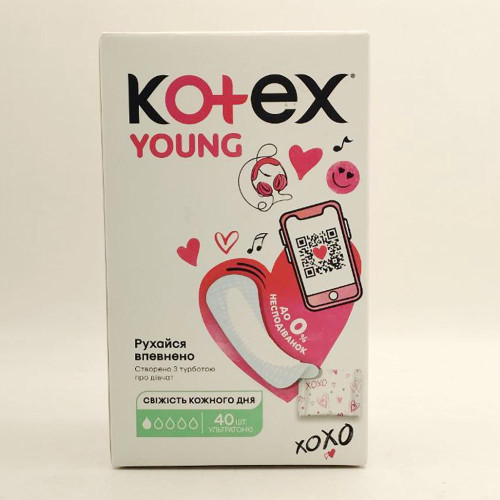 Щоденні прокладки Kotex 40шт Янг Слім Нормал