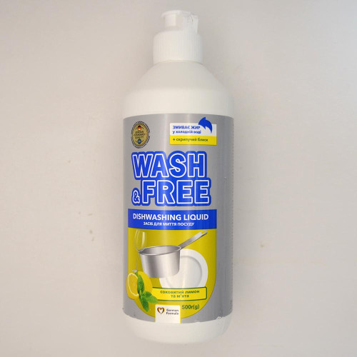 Засіб для миття посуду Wash & Free 500мл Лимон та м'ята