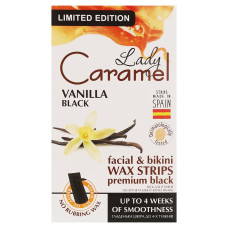 Воскові полоски для депіляції Lady Caramel 12шт Обличчя та бікіні Чорна ваніль